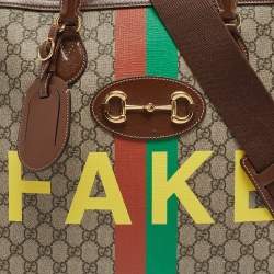 Pre Owned Gucci Brown/Beige GG Supreme Canvas Horsebit 1955 Satchel