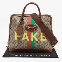 Pre Owned Gucci Brown/Beige GG Supreme Canvas Horsebit 1955 Satchel