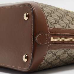 Pre Owned Gucci Brown/Beige GG Supreme Canvas Horsebit 1955 Satchel
