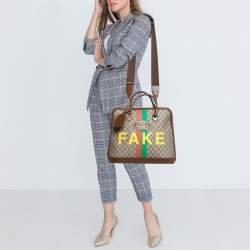 Pre Owned Gucci Brown/Beige GG Supreme Canvas Horsebit 1955 Satchel