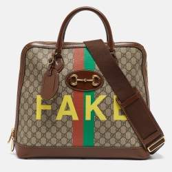 Pre Owned Gucci Brown/Beige GG Supreme Canvas Horsebit 1955 Satchel