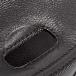 Pre Owned Gucci Black Leather Large New Bamboo Tassel Top Handle Bag