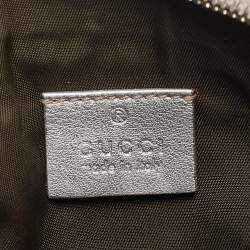 Gucci Silver Guccissima Leather Interlocking G Wristlet Pouch