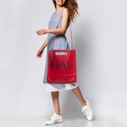 Pre Owned Gucci Red Leather Ghost Tote