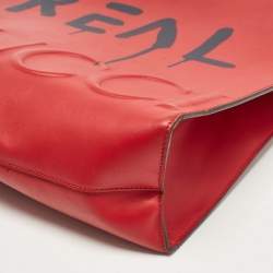 Pre Owned Gucci Red Leather Ghost Tote