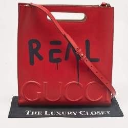 Pre Owned Gucci Red Leather Ghost Tote