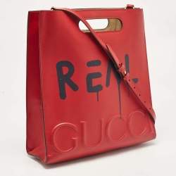 Pre Owned Gucci Red Leather Ghost Tote