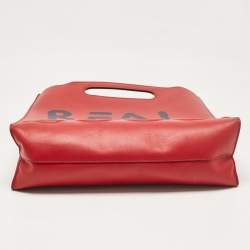 Pre Owned Gucci Red Leather Ghost Tote