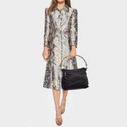 Pre Owned Gucci Black Nylon and Patent Leather Bamboo Hobo