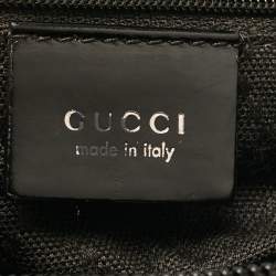 Pre Owned Gucci Black Nylon and Patent Leather Bamboo Hobo