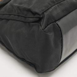 Pre Owned Gucci Black Nylon and Patent Leather Bamboo Hobo