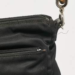 Pre Owned Gucci Black Nylon and Patent Leather Bamboo Hobo