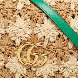 مملوكة مسبقًا Gucci Multicolor Straw and Leather GG Marmont Crochet Shoulder Bag