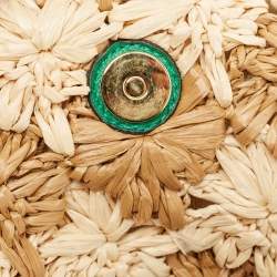 مملوكة مسبقًا Gucci Multicolor Straw and Leather GG Marmont Crochet Shoulder Bag