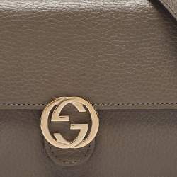 Gucci Grey Leather Interlocking G Wallet on Chain