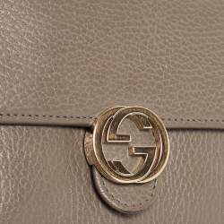 Gucci Grey Leather Interlocking G Wallet on Chain