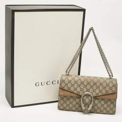 Pre Owned حقيبة كتف غوتشي ديونيسوس سويدي وكانفاس جي جي سوبريم بيج صغيرة