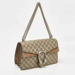 Pre Owned حقيبة كتف غوتشي ديونيسوس سويدي وكانفاس جي جي سوبريم بيج صغيرة