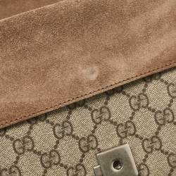 Pre Owned Gucci Beige GG Supreme Canvas and Suede Mini Dionysus Shoulder Bag