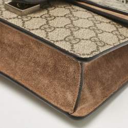 Pre Owned Gucci Beige GG Supreme Canvas and Suede Mini Dionysus Shoulder Bag