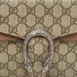 Pre Owned Gucci Beige GG Supreme Canvas and Suede Mini Dionysus Shoulder Bag