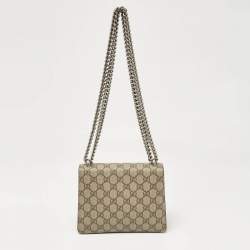 Pre Owned Gucci Beige GG Supreme Canvas and Suede Mini Dionysus Shoulder Bag