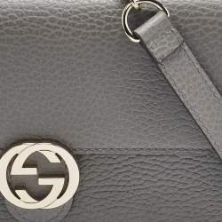 Gucci Grey Leather Leather Interlocking G Wallet On Chain
