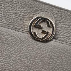 Gucci Grey Leather Leather Interlocking G Wallet On Chain