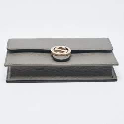 Gucci Grey Leather Leather Interlocking G Wallet On Chain