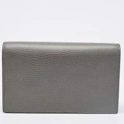 Gucci Grey Leather Leather Interlocking G Wallet On Chain