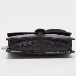 Gucci Black Leather Interlocking G Wallet On Chain