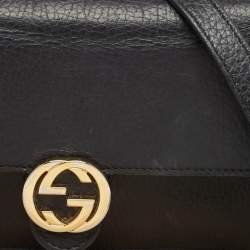 Gucci Black Leather Interlocking G Wallet On Chain