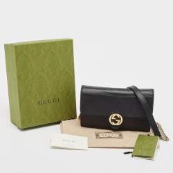 Gucci Black Leather Interlocking G Wallet On Chain