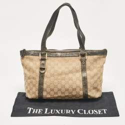Gucci Beige/Metallic GG Canvas and Leather Abbey D-Ring Tote