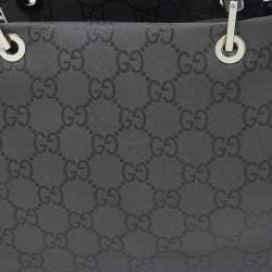 Gucci Black GG Nylon Bamboo Tote