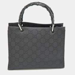 Gucci Black GG Nylon Bamboo Tote