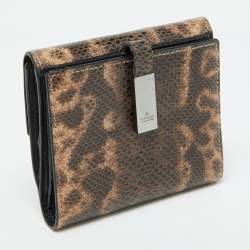 Gucci Brown Karung Leather Trifold Wallet