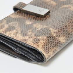 Gucci Brown Karung Leather Trifold Wallet