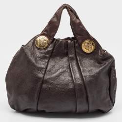 Pre Owned حقيبة غوتشي هيستريا جلد غوتشيسيما بني كبيرة