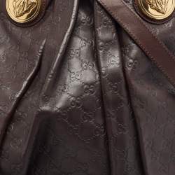 Pre Owned حقيبة غوتشي هيستريا جلد غوتشيسيما بني كبيرة