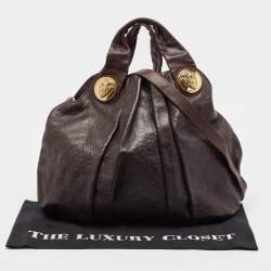 Pre Owned حقيبة غوتشي هيستريا جلد غوتشيسيما بني كبيرة