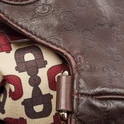Pre Owned حقيبة غوتشي هيستريا جلد غوتشيسيما بني كبيرة