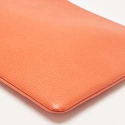 Pre Owned Gucci Orange Leather Bamboo Tassel Zip Pouch