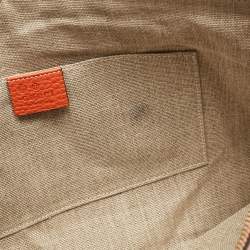 Pre Owned Gucci Orange Leather Bamboo Tassel Zip Pouch