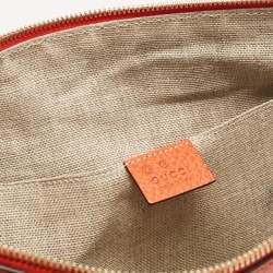 Pre Owned Gucci Orange Leather Bamboo Tassel Zip Pouch