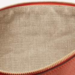 Pre Owned Gucci Orange Leather Bamboo Tassel Zip Pouch