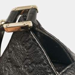 Pre Owned Gucci Black Guccissima Leather Medium New Ladies Web Hobo