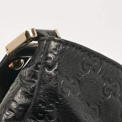 Pre Owned Gucci Black Guccissima Leather Medium New Ladies Web Hobo