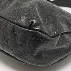 Pre Owned Gucci Black Guccissima Leather Medium New Ladies Web Hobo