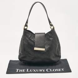 Pre Owned Gucci Black Guccissima Leather Medium New Ladies Web Hobo